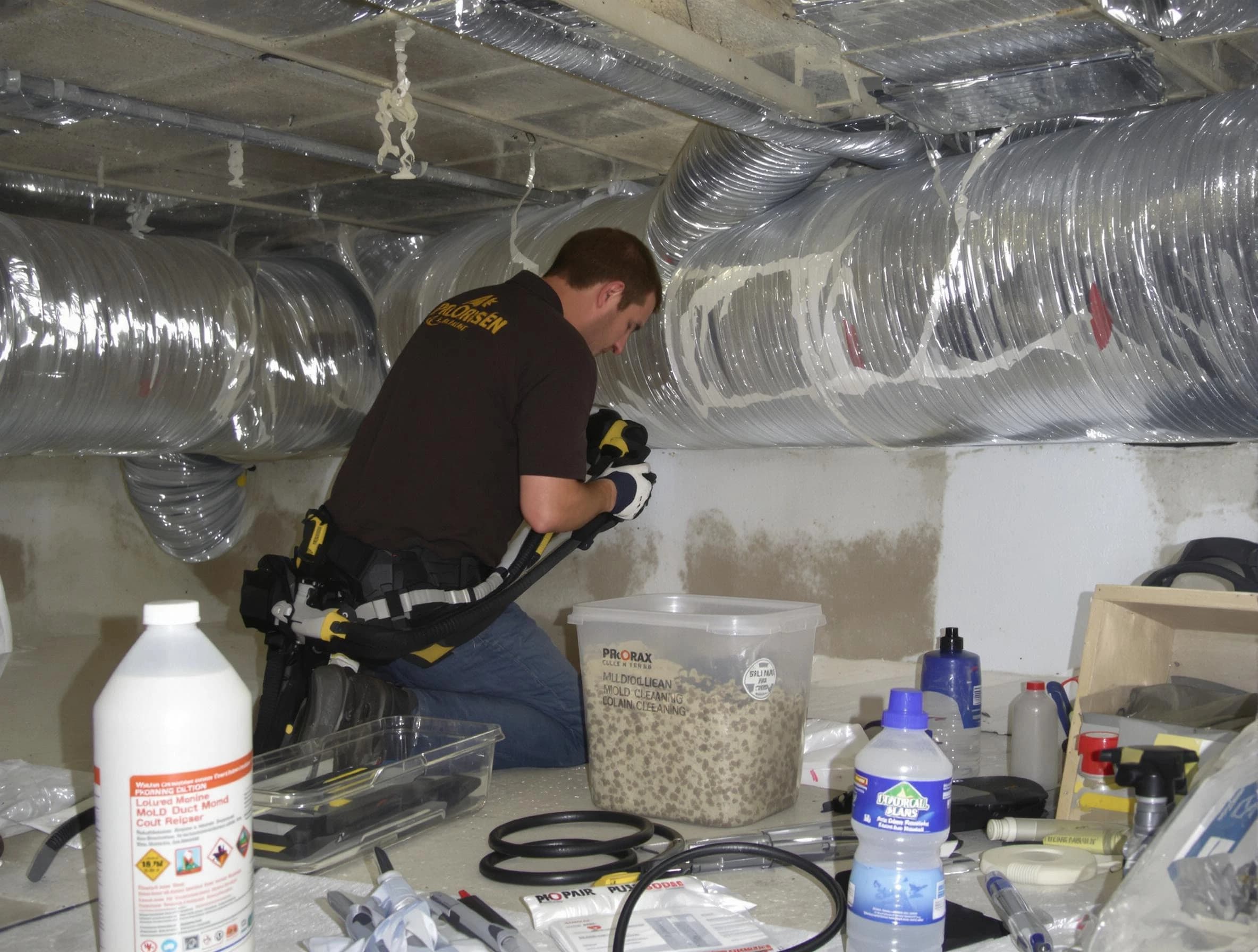 Jurupa Valley Air Duct Cleaning specialist performing professional mold removal from air ducts in Jurupa Valley