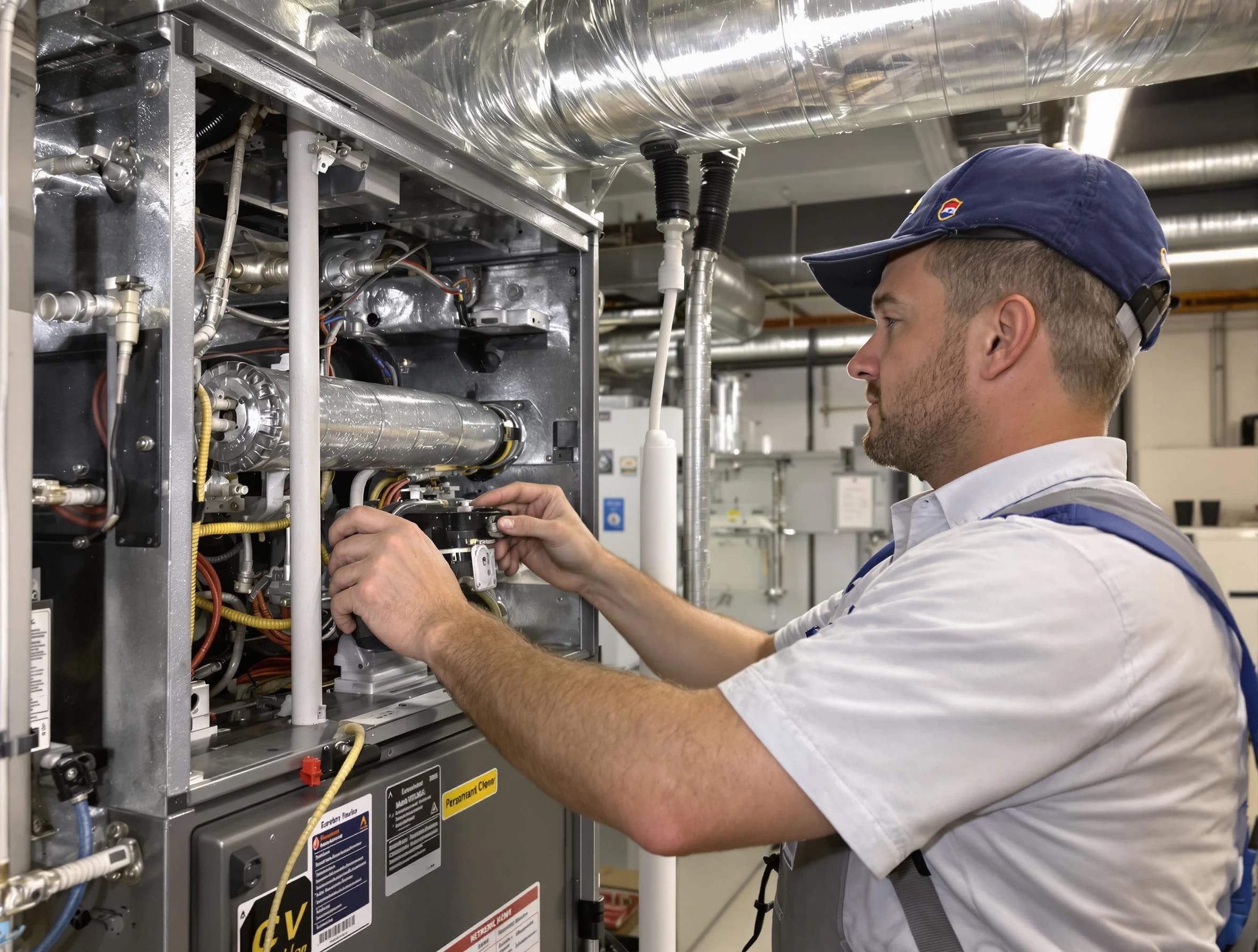 Jurupa Valley Air Duct Cleaning specialist performing thorough furnace duct cleaning to improve heating efficiency in Jurupa Valley